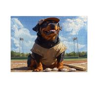 Puzzle drôle de chien Rottweilers pour adultes de 500 pièces, puzzles en bois pour sports de baseball, chiots - Décorations imprimées pour animaux de compagnie - Décorations amusantes pour fête de