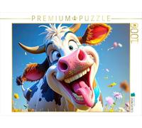 Puzzle · Drôle et loufoque : Une Vache rigolote Tire la Langue | Des vaches rigolotes rendent chaque jour un peu plus agréable · 1000 pièces · Format assemblé 64 × 48 cm · CALVENDO Puzzle