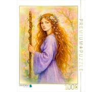 Puzzle · Druidesse Celtique délicate avec Robe Violette et Baguette Magique | Femme druide dans une scène de lumière avec une ambiance… · 1000 pièces · Format assemblé 64 × 48 cm · CALVENDO Puzzle