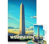 Puzzle du Monument de Washington DC 1000 pièces à Assembler,Jeu Amusant et sans bavures,pièces nettes et découpées,Jeu Portable et idéal pour Les Voyages (50x75cm)