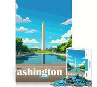 Puzzle du Monument de Washington DC Jeu de 1000 pièces pour stimuler Votre mémoire,découpage de Haute précision et activité créative Interactive pour la Maison (50x75cm)