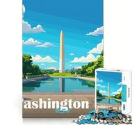 Puzzle du Monument de Washington DC pour Adultes,1000 pièces,Jeu de Concentration,découpe de précision,Bords Lisses,défi Amusant pour Passer Le Temps (38x52cm)