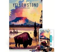 Puzzle du Parc National de Yellowstone pour Adolescents 1000 pièces Jeu Stimulant l'esprit Pièces nettes et sans bavures Facile à Apprendre Plaisir en Famille (38x26cm)