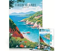 Puzzle du Parc National des îles Vierges 1000 pièces,Jeu de réflexion Stimulant,sans pièces détachées,défi cérébral interactif pour la Maison (38x52cm)