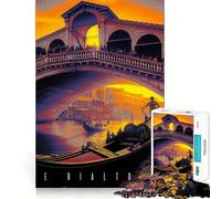Puzzle du Pont du Rialto à Venise,1000 pièces,pour Adolescents,Jeu Stimulant l'esprit,Assemblage sécurisé et Solide,activité Amusante en Famille Le Soir (50x75cm)