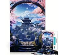 Puzzle du Temple de la Lune Mystique pour Adultes 1000 Pièces Jeu de Réflexion Détente et Sérénité Design Design Assemblage (38x26cm)