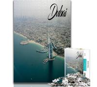 Puzzle Dubaï 1000 pièces pour Adultes, Jouets éducatifs et éducatifs, Jeux familiaux avec Affiche et fiche de Questions-réponses Assorties 38x26cm