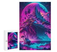 Puzzle Dur Adulte 1000pcs Neon Island Fantasy, 1 Puzzle Décoration Murale Cadeau Anniversaire 1000pcs