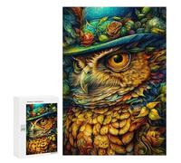 Puzzle Dur Adulte 300pcs Whimsical Owl Artwork - 1 Puzzle Jouet Décoration Murale Cadeau Anniversaire 300pcs