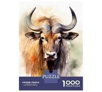 Puzzle dur pour adultes - 1000 pièces - Aquarelle des gnous - Jeu pratique - Cadeau d'anniversaire difficile - Cadeaux - 38 x 26 cm - 1000 pièces