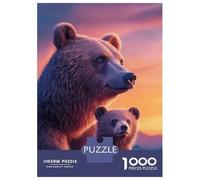 Puzzle dur pour adultes - 1000 pièces - Mère ours et petit au coucher du soleil - Puzzle pour adultes - Jeu pratique - Cadeau d'anniversaire difficile - Cadeaux d'anniversaire - 52 x 38 cm - 1000