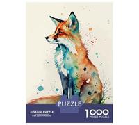 Puzzle dur pour adultes - 1000 pièces - Renard sauvage - Aquarelle - Jeu pratique - Cadeau d'anniversaire difficile - Cadeaux - 38 x 26 cm - 1000 pièces