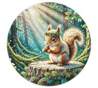 Puzzle Écureuil 1000 Pièces en Carton pour Adultes Jeu D’activité Intérieure Puzzles Écureuil Couronne Fleurs Cadeau Anniversaire Décoration Intérieure 1000pcs (67.5x67.5cm)