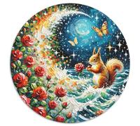 Puzzle Écureuil 1000 Pièces en Carton pour Adultes Jeu D’activité Intérieure Puzzles Écureuil Fleurs Cadeau Original Décoration Intérieure 1000pcs (67.5x67.5cm)