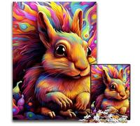 Puzzle écureuil coloré 1000 pièces pour Adultes, Puzzle en Bois pour décoration intérieure, entraînement cérébral et Cadeaux de Noël 50x75cm / 19,68x29,52 Pouces
