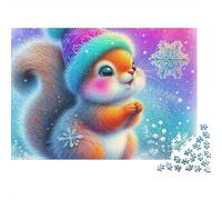 Puzzle écureuil,forêt enneigée,1000 pièces,Carton Lisse de qualité supérieure,idéal pour se détendre et Passer Un Moment agréable en Couple ou Entre Amis.Dimensions:70x50cm.