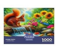 Puzzle écureuil pour Adultes et Enfants, 1000 pièces, Jeu éducatif et Stimulant, décoration intérieure, thérapie par la Pleine Conscience, 75 x 50 cm / 1000 pièces