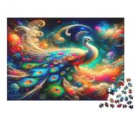 Puzzle Écureuil Psychédélique 38x26cm 1000p Papier Recy dulte Créature Fourrure Arc-en-Ciel Jeu Éducatif Apprentissage Familial Décoration Maison Femmes Hommes
