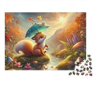 Puzzle Écureuil,Rongeur de la Forêt au Bord de l'eau,1000 Pièces,Carton de Qualité Supérieure,Surface Lisse,Idéal se détendre et Passer Un Moment agréable en Couple ou Entre Amis,38x26cm/1000 pièces