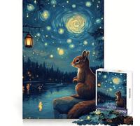Puzzle écureuil sous Ciel étoilé 1000 pièces pour Adolescents Jeu de réflexion Relaxant et Amusant 38x26cm