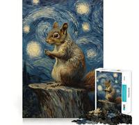 Puzzle Écureuil sous Un Ciel étoilé pour Adolescents, 1000 pièces, Jeu de réflexion, Design Simple et Amusant, Cadeau mémorable 38x52cm