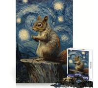 Puzzle Écureuil sous Un Ciel étoilé pour Adolescents, 1000 pièces, Jeu de réflexion, Design Simple et Amusant, Cadeau mémorable 38x52cm