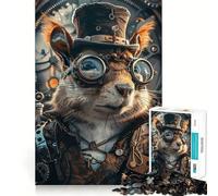 Puzzle écureuil Steampunk Animal 1000 pièces à reconstituer Jeu Amusant et sans bavures Pièces nettes et découpées Jeu Portable et idéal pour Les Voyages (38x52cm)