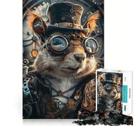Puzzle écureuil Steampunk de 1000 pièces Jeu de Concentration mentale Découpe de précision Bords Lisses Activité captivante pour des soirées tranquilles (50x75cm)
