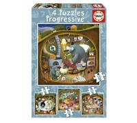 Puzzle - EDUCA - 19685 - 4 Puzzles Progressifs - Thème Contes de la Forêt - Moins de 100 pièces