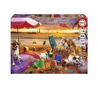 Puzzle - EDUCA - Chiens Jouant a la Plage - 1000 pieces - 68 x 48 cm - a partir de 12 ans