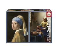 Puzzle - EDUCA - La Jeune Fille a la Perle + La Laitiere, Johannes Vermeer - 2x1000 pieces