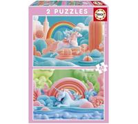 Puzzle - EDUCA - Licornes Magiques - 2 x 48 pièces - Thème Fantastique - Pour Enfants - 4 ans et plus