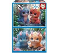 Puzzle - EDUCA - Monstres Mignons - 2 x 100 pièces - Pour enfants dès 8 ans - Thème dessins animés