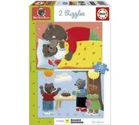 Puzzle - Educa - Petit Ours Brun : Ensemble De 2 Puzzles De 20 Pieces Pour Enfants Des 4 Ans Vert G