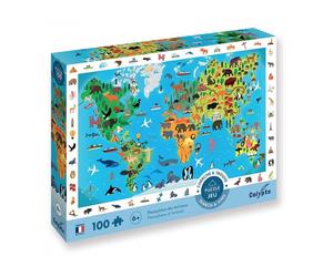 Puzzle Éducatif 100 Pièces : Planisphere des Animaux à Chercher et Trouver