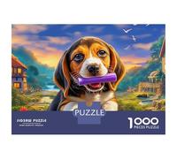 Puzzle éducatif Beagle 1000 pièces, Papier de Haute qualité, pour Adultes et Adolescents, thème Jardin Joyeux, idéal pour Offrir ou animer Une fête. Dimensions : 38 x 26 cm / 1000 pièces.