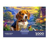 Puzzle éducatif Beagle 1000 pièces, Papier de qualité, pour Adultes et adocents, thème forêt ensoleillée,pour se détendre, améliorer sa Concentration et Offrir, Jeu, 38 x 26 cm / 1000 pièces