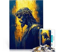 Puzzle éducatif de 1000 pièces Portrait de Jésus-Christ Fait de Bois,pour Les 14 Ans et Plus Jouets de Jeu avec Affiche et Feuille de Quiz correspondantes。Taille:50x75cm/19.6x29.5pouce