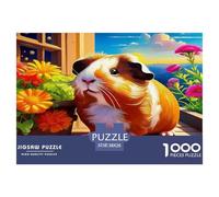 Puzzle éducatif de 1000 pièces sur Le thème des cochons d'Inde - Cochons d'Inde et tournesols - Décoration chaleureuse et relaxante pour la Maison - 38 x 26 cm / 1000 pièces