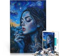 Puzzle éducatif de 2000 pièces “Fille sous Le Ciel étoilé” Fait de Papier,pour Les 14 Ans et Plus Jeux de détente Cadeau d'anniversaire。Taille:70x100cm/27.5x39.3pouce