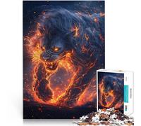 Puzzle éducatif de 2000 pièces “Lion Noir Ardent” Fait de Papier，pour Les 14 Ans et Plus Décoration d'intérieur avec Affiche et Feuille de Quiz correspondantes。Taille：70x100cm/27.5x39.3pouce