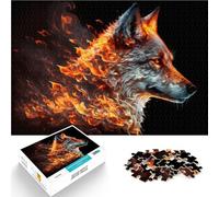 Puzzle éducatif de 2000 pièces “Loup Fait par Le feu” Fait de Papier，pour Les 14 Ans et Plus Défi de Jeu éducatif avec Affiche et Feuille de Quiz correspondantes。Taille：70x100cm/27.5x39.3pouce