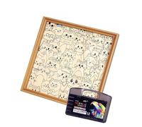 Puzzle éducatif en bois à colorier en forme de chat qui s'intègre dans le cadre pour afficher des photos et améliorer la motricité des chats