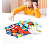 Puzzle Éducatif En Bois Pour Enfant, Avec 30 Cartes À Motifs, Formes Géométriques, Blocs Montessori