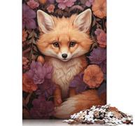 Puzzle éducatif en Carton de qualité supérieure représentant Un Renard Mignon dans Les Fleurs d'automne, idéal pour Les Enfants et Les Adultes, Cadeau de Noël, 1 000 pièces (75 x 50 cm)