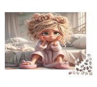 Puzzle éducatif « Fille Triste en Robe de Chambre » Fille en Pyjama boudeuse (pour Adultes et Adolescents à partir de 12 Ans) - 38 x 26 cm / 1000 pièces