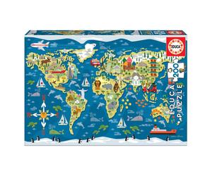 Puzzle Educatif Mappemonde de 200 Pièces - Soutenez les Enfants en Difficulté