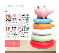 Puzzle Éducatif Pour Bébé, Tour Arc-En-Ciel, Cercle D'animaux, Cognition Des Couleurs, Cerveau Pratique, Jouets De Bain Pour Bébé