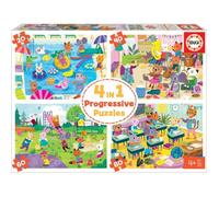 Educa Borras A Day At School 20-40-60-80 Pieces 4 In 1 Puzzle Multicolore 4-7 Years