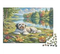 Puzzle éducatif Russe Chien couché au Bord d'un lac (38x26 cm/1000pcs) pour Adultes et Adolescents à partir de 12 Ans.